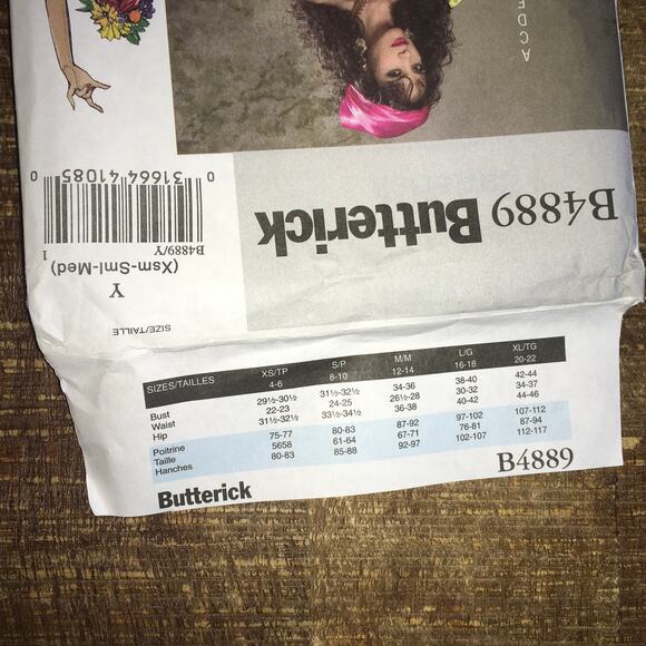 Butterick Sewing Pattern 4889 Costume Chiquita Gypsy Esmeralda XS S M 4-14 UNCUT - Picture 3 of 3